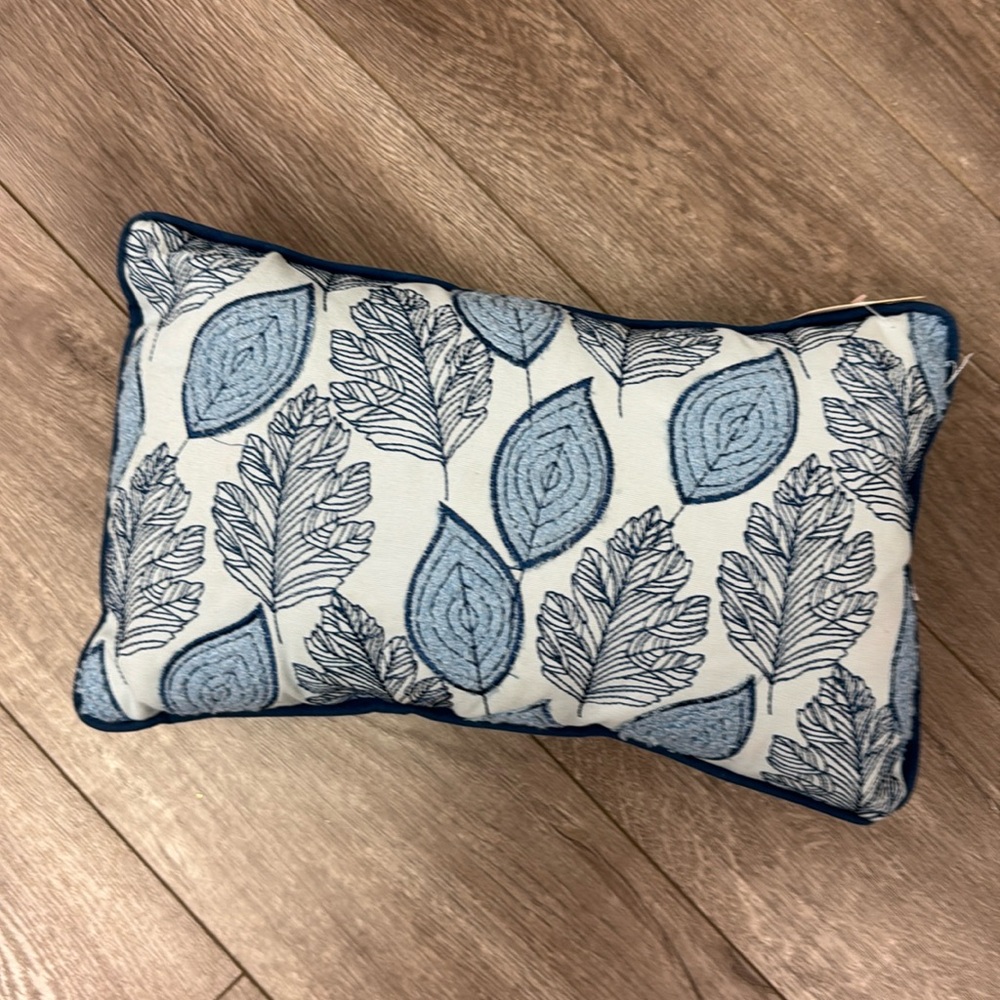 Fall Fest Embroidered Pillow blue in color new 94% cotton 100% polyester new